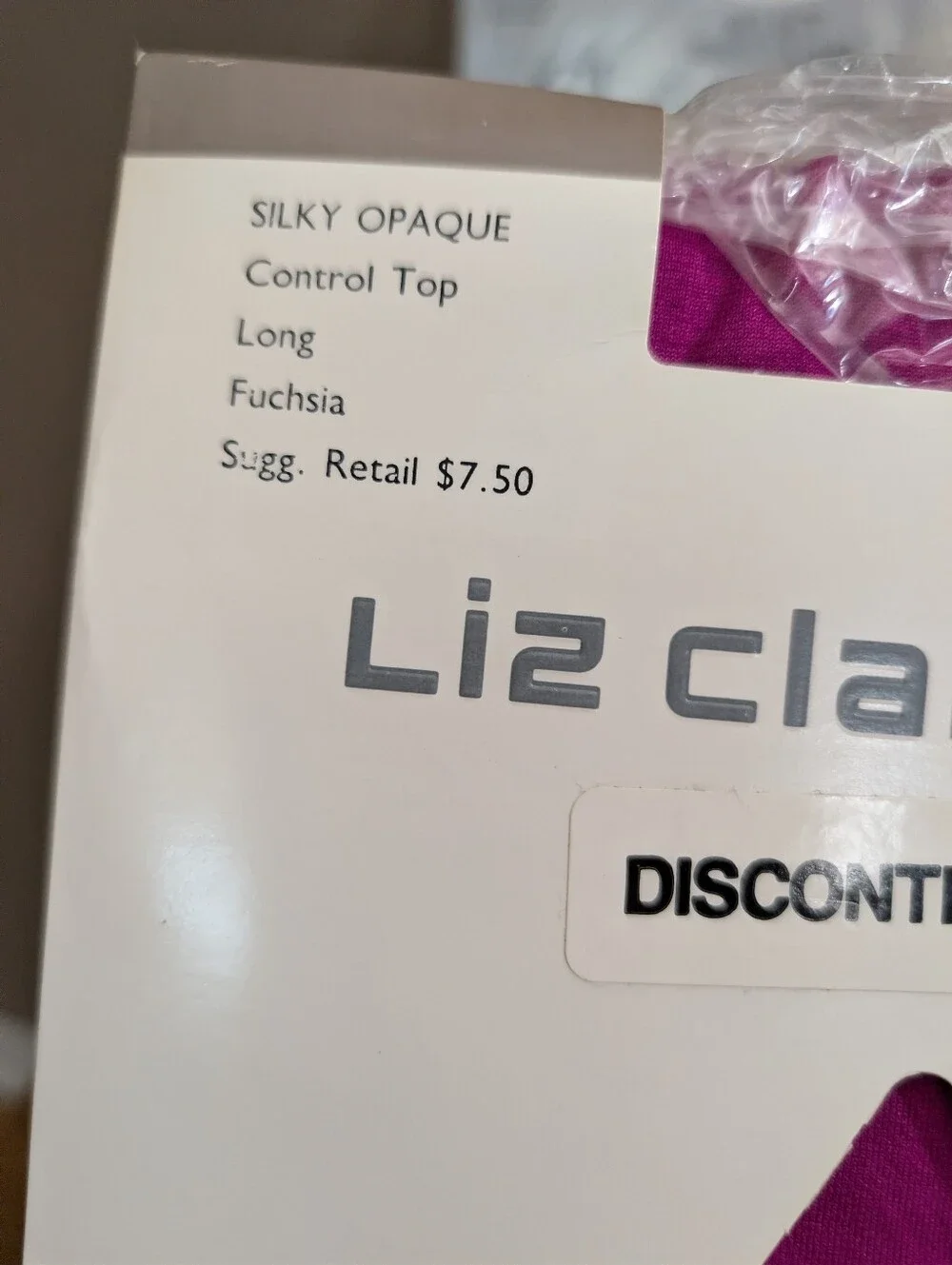 Vintage- New Liz Claiborne Silky Opaque Tights Fushia Control Top Long